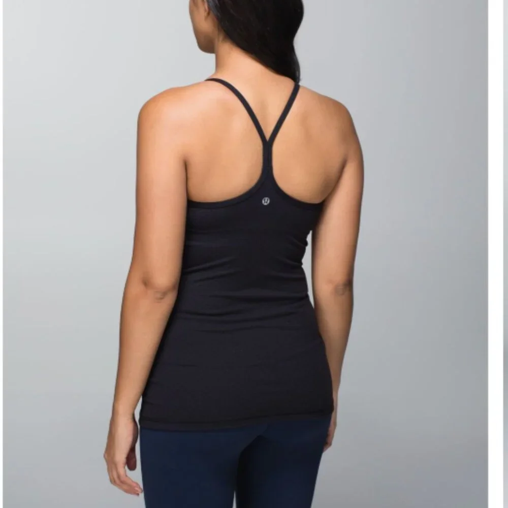 Lululemon Power Y Perforated Racerback Luon Athletic Tank Top Shine Dot Black - Picture 3 of 4